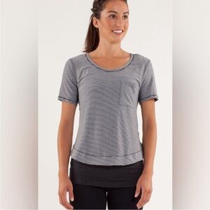 Lululemon Calm Short Sleeved Tshirt In Tonka Stripe Burnout Coal